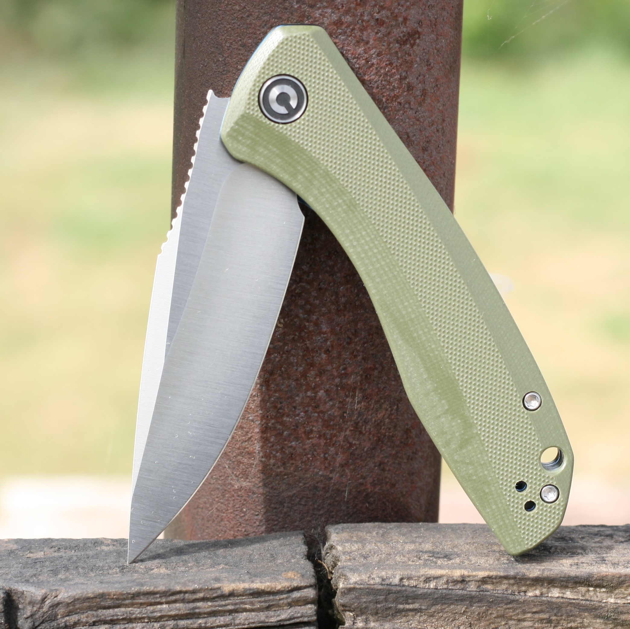 Baklash Flipper Knife OD Green G10 Handle (3.5” Satin 9Cr18MoV 